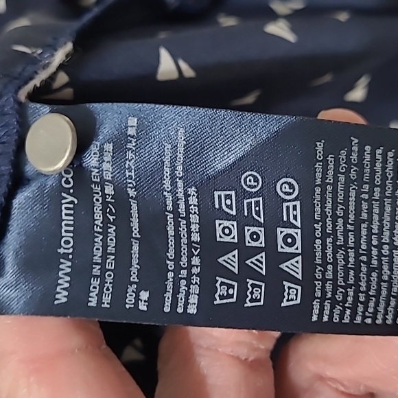 Tommy Hilfiger Navy Blue Blouse with White Pattern & Ribbon Detail size XL - Picture 5 of 7